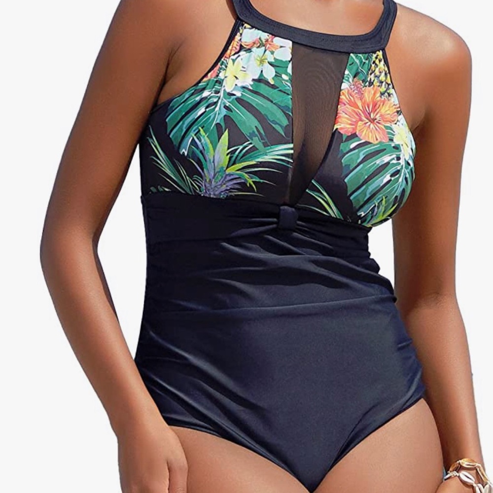 I2CRAZY Womens One Piece Swimsuits Mesh V Neck Monokini Bathing Suits XXL